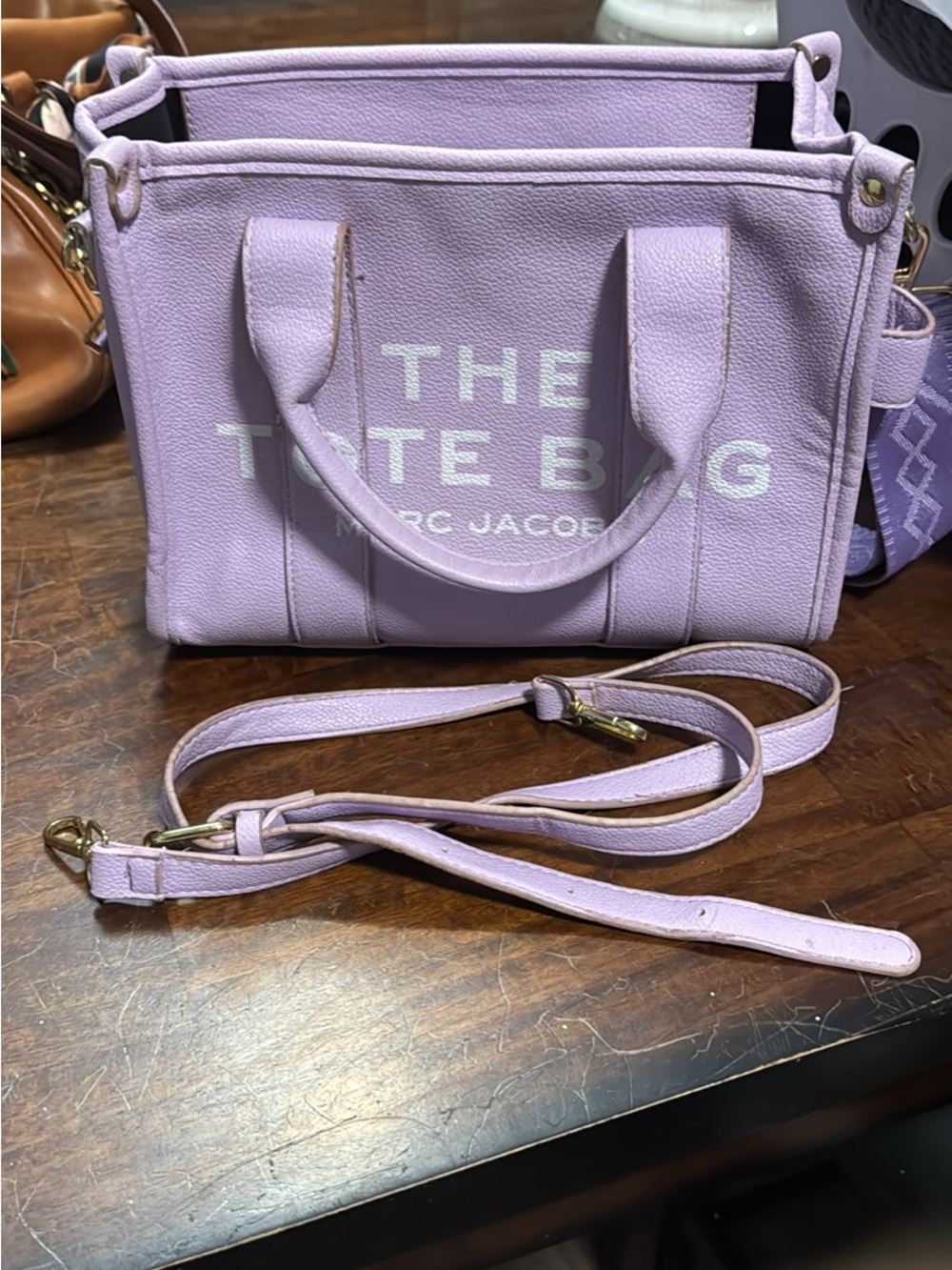 Marc Jacobs Lavender Leather Tote with Detachable Strap